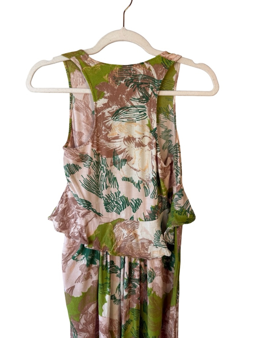 H&M Floral Maxi Dress in Green and Brown Size 2 Cottagecore Boho Flowy Summer - Picture 10 of 11